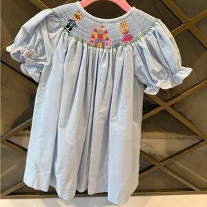 Blue Smocked Kids Dress